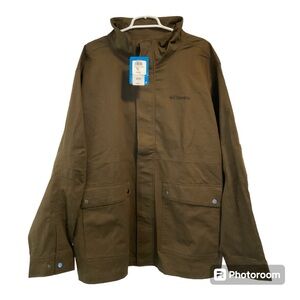Columbia Wheeler Peak II Mens Sz XXL Lightweight Zip Snap Brown Khaki Jacket NWT